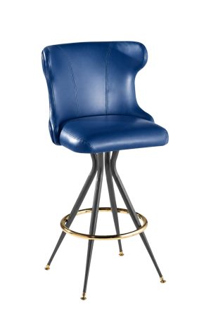 Blue Swivel Bar Stool with Back - Spindle Legs - Legacy Collection MTS