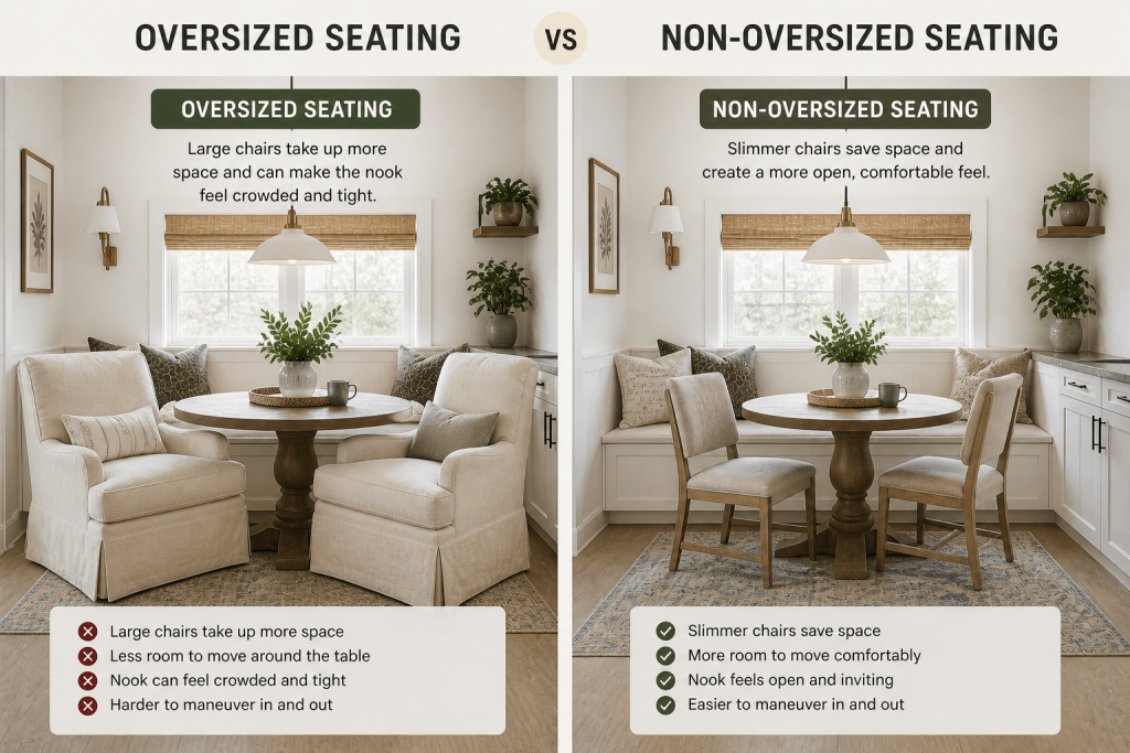Oversized seating (left) vs Non-Oversized seating (right)