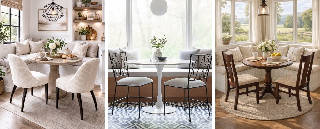 Featuring the 35 chairs (left), Stella chairs (middle), and Arnold chairs (right)