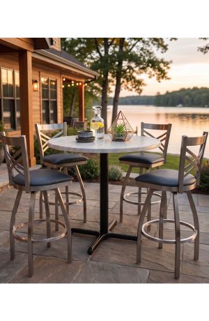 Holland's Catalina Outdoor Pub Set with Four Bar Stools and Round Table