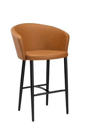 MTS Inessa Black Stationary Bar Stool with Saddle Color Seat