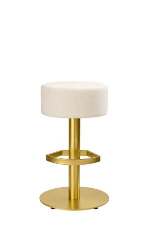 MTS Seating 8718 Backless Upholstered Gold Pedestal Base Bar Stool