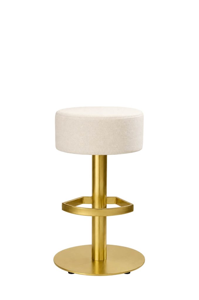 MTS Seating 8718 Backless Upholstered Gold Pedestal Base Bar Stool