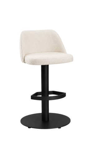 MTS Seating 8720-30-XM Modern Black Pedestal Base Swivel Bar Stool with Low Back
