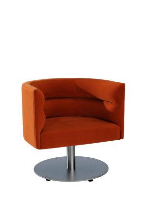 MTS Seating Billow Contoured Pedestal Base Modern Dining Arm Chair in Red