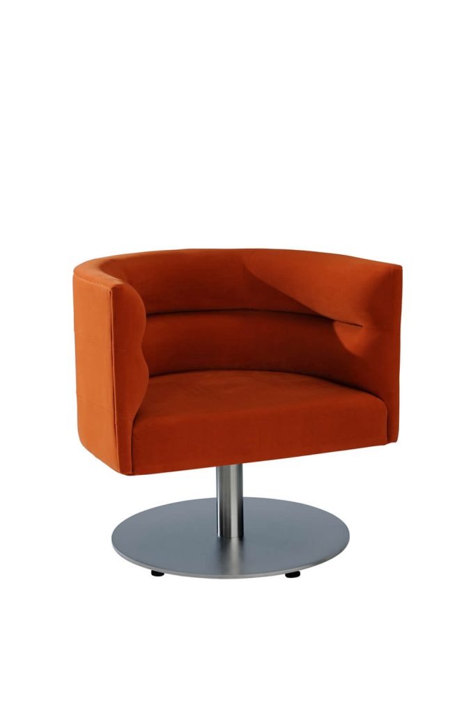 MTS Seating Billow Contoured Pedestal Base Modern Dining Arm Chair in Red