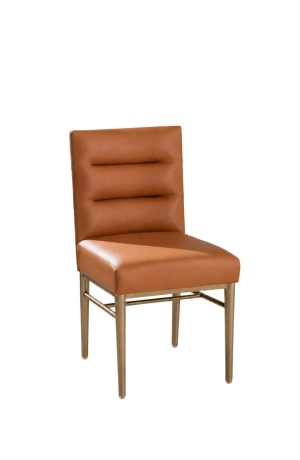 MTS Seating Billow Contoured Upholstered Gold Metal Dining Chair