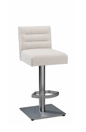 MTS Seating Billow Silver Pedestal Bar Stool with Light Fabric