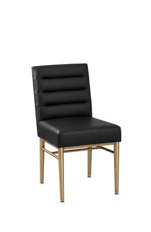 MTS Seating Billow Square Black Upholstered Gold Metal Dining Chair with 4 Legs