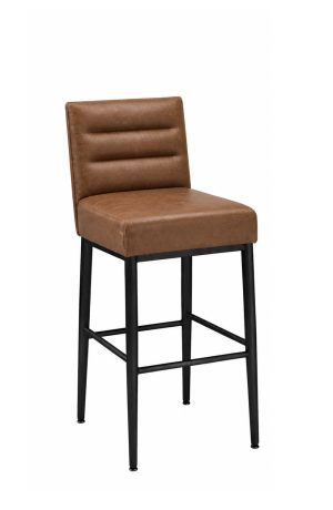 MTS Seating's Billow Square Modern Brown Bar Stool in Leather