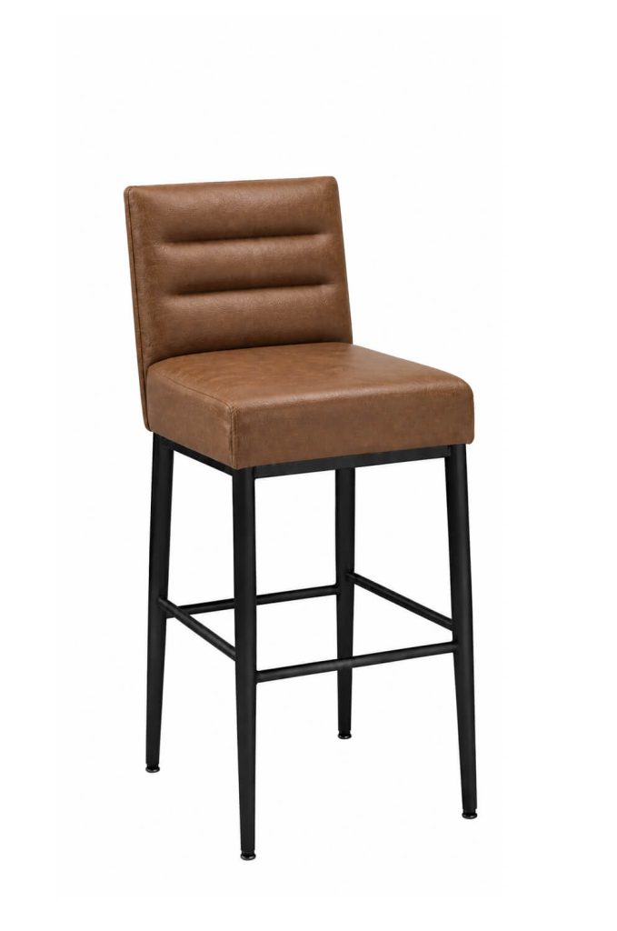 MTS Seating's Billow Square Modern Brown Bar Stool in Leather