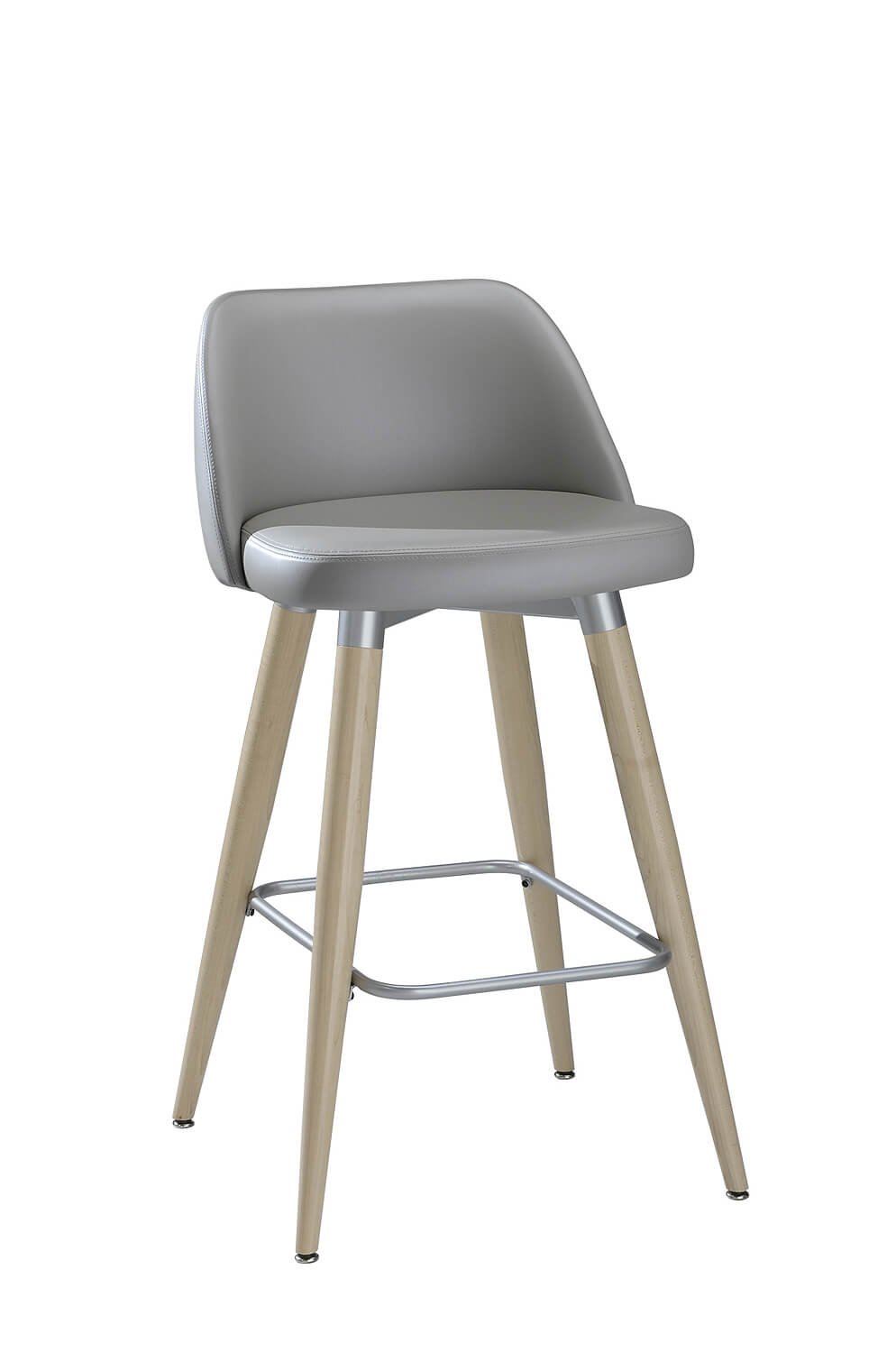 Emma XM Commercial-Grade Low Back Swivel Bar Stool with Wood Frame