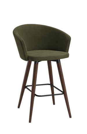 MTS Seating Inessa Green mid-Century Modern Bar Stool with Back