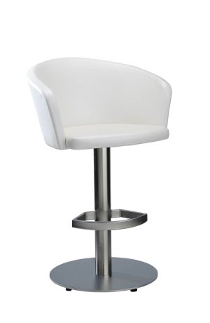 MTS Seating's Inessa H Modern Upholstered Swivel Bar Stool with Pedestal Base