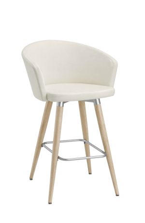 MTS Seating's Inessa H Modern Upholstered Wood Bar Stool with Curved Back