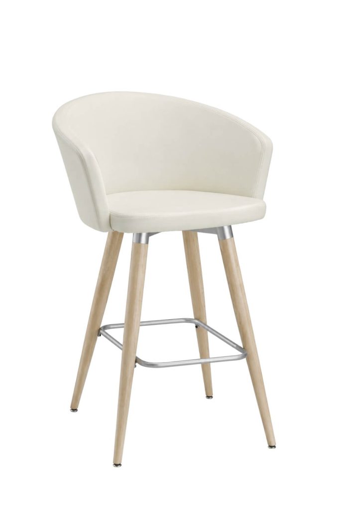 MTS Seating's Inessa H Modern Upholstered Wood Bar Stool with Curved Back