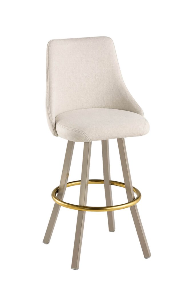 MTS Seating Legacy Gray Metal Swivel Bar Stool with Brass Footring