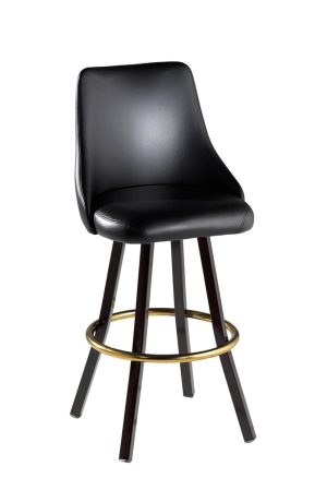 MTS Seating's Legacy Upholstered Black Swivel Bar Stool with Back - 902-G
