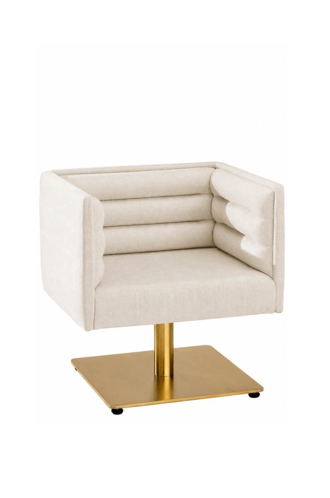 MTS Seating's Modern Armchair with Gold Pedestal Base