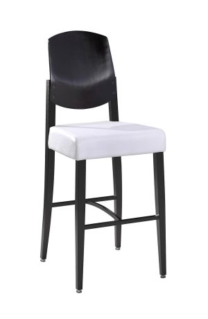 MTS Seating's Poize Black Metal Bar Stool with Wood Back Upholstered Seat