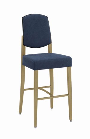 MTS Seating's Poize Modern Gold Bar Stool with Blue Back and Seat