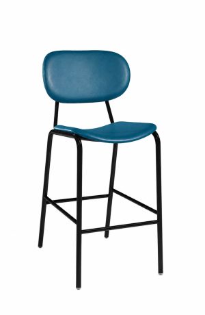 MTS Seating Swing Blue Upholstered Bar Stool with Saddle Seat