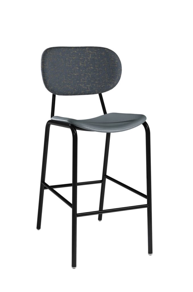 MTS Seating's Swing Upholstered Metal Bar Stool with Saddle Seat