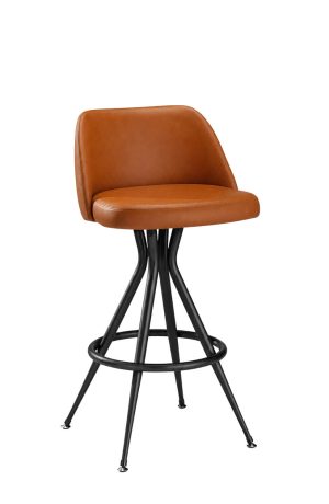 MTS Seating XM Emma Black Spindle Base with Leather Seat/Back Cushion Bar Stool