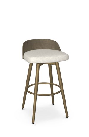 Amisco's Frank Modern Gold Swivel Bar Stool with Low Wood Back