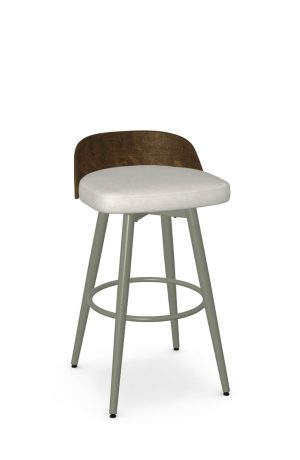 Amisco's Frank Modern Green Swivel Counter Stool with Wood Back