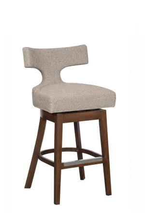 Brown Fabric Bar Stool with Back - Swivel - 95