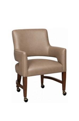 Brown Leather Caster Game Chair with Arms - 1212-GC