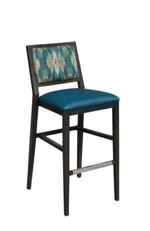 Contract Grade Black Modern Bar Stool Upholstered Blue - Bexley