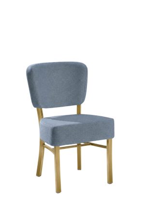Contract Grade Gold Dining Chair with Blue Back and Seat Fabric - Dine Focus