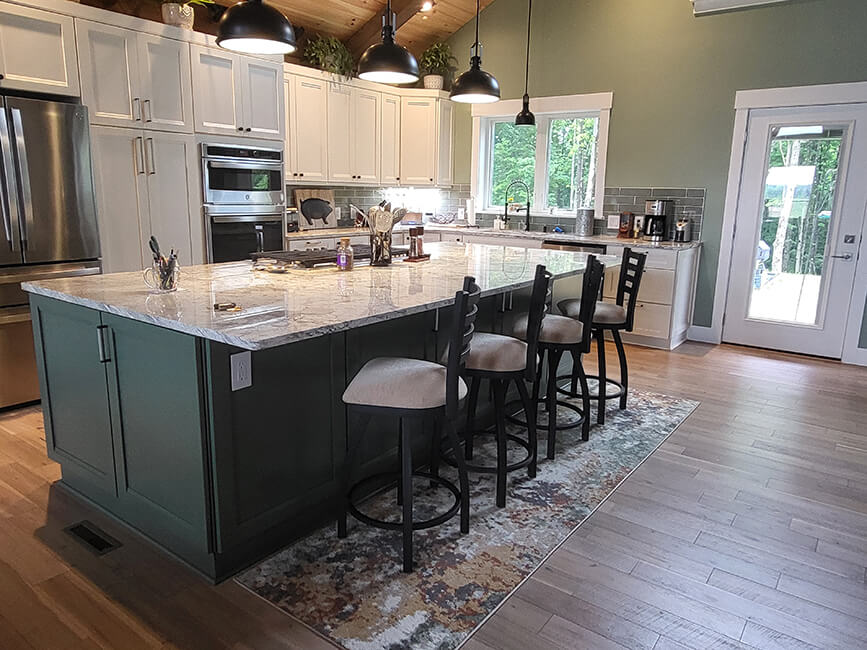Holland's Jackie Black Swivel Counter Stools in Customers Modern Kitchen
