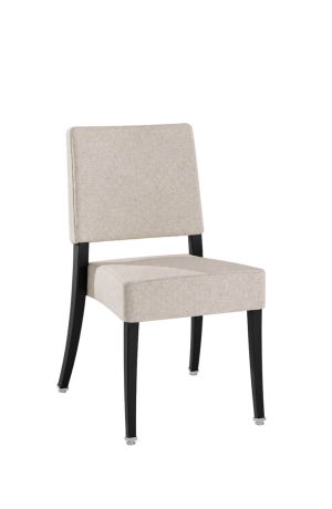 Luxe Brown Upholstered Stackable Chair with Black Base