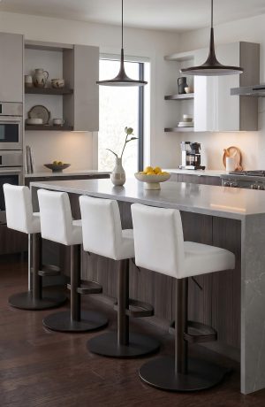 Modern Swivel Bar Stool with Pedestal Metal Round Base - Modern Kitchen - Billow