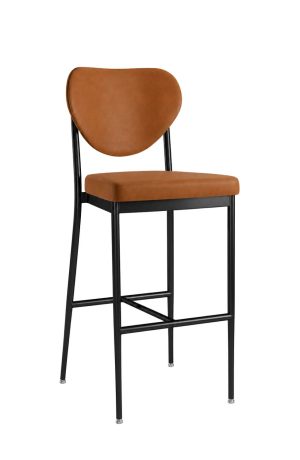 MTS Seating's Arlo Black Modern Bar Stool with Saddle Vinyl
