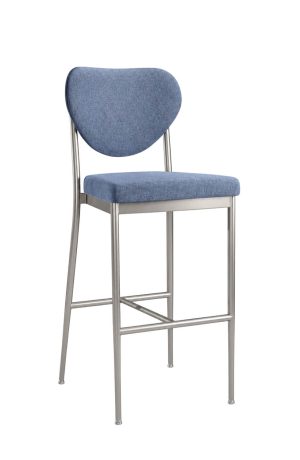MTS Seating's Arlo Silver Bar Stool with Blue Fabric