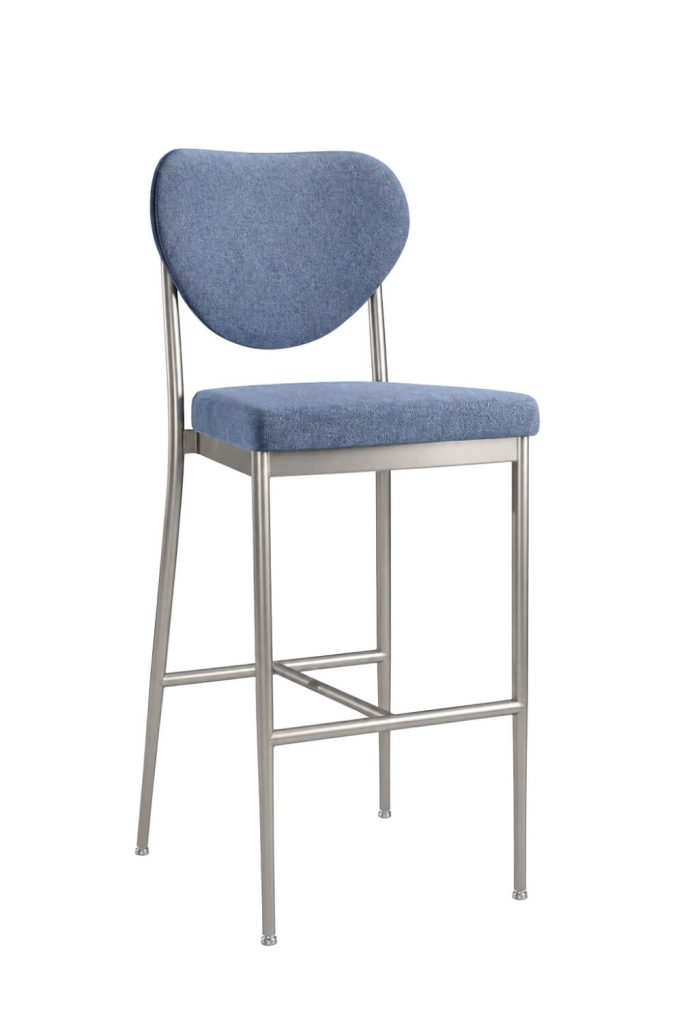 MTS Seating's Arlo Silver Bar Stool with Blue Fabric