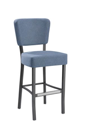 MTS Seating's Blue Upholstered Bar Stool with Back - Dine Focus