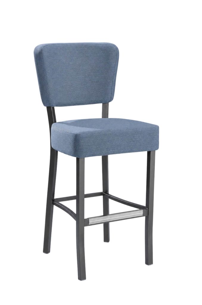MTS Seating's Blue Upholstered Bar Stool with Back - Dine Focus