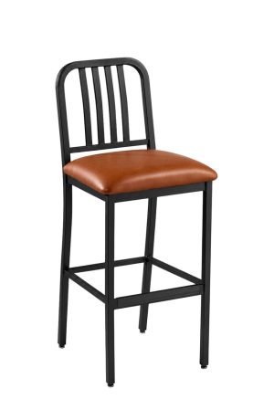 MTS Seating's Contemporary Black Industrial Bar Stool with Back