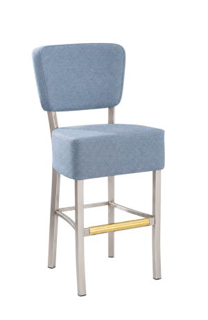 MTS Seating Dine Focus Blue Upholstered Bar Stool with Padded Thick Seat