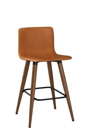 MTS Seating's Lehto Brown Mid-Century Modern Bar Stool with Low Back