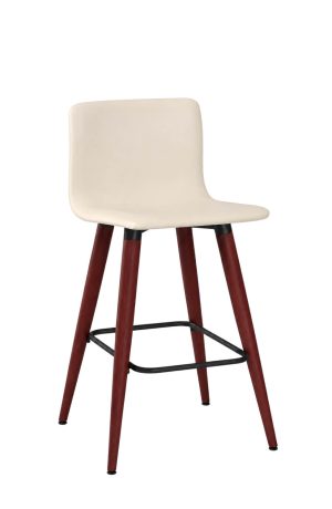 MTS Seating's Lehto Cherry Wood Swivel Bar Stool with Slope Back