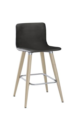 MTS Seating's Lehto Mid-Back Tapered Round Wood Leg Bar Stool