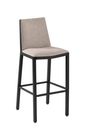 MTS Seating Micah Black Modern Bar Stool with Brown Seat and Back