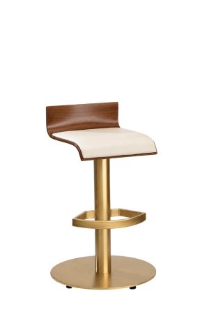 MTS Seating Moderne Gold Swivel Bar Stool with Low Wood Back
