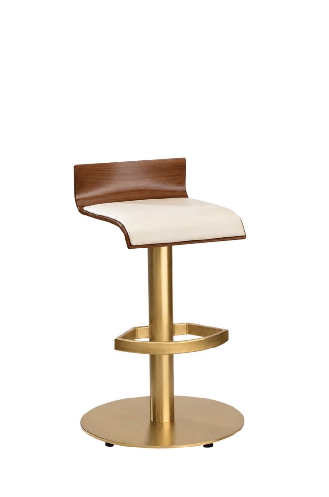 MTS Seating Moderne Gold Swivel Bar Stool with Low Wood Back